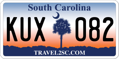 SC license plate KUX082