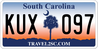 SC license plate KUX097