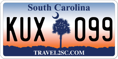 SC license plate KUX099