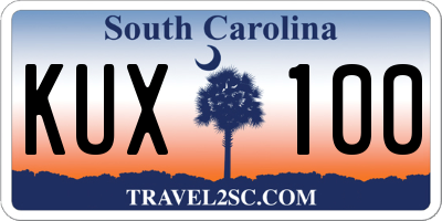 SC license plate KUX100