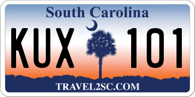 SC license plate KUX101