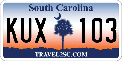 SC license plate KUX103