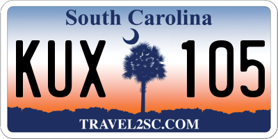 SC license plate KUX105