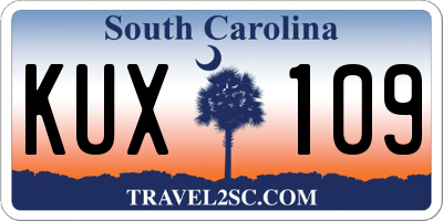 SC license plate KUX109