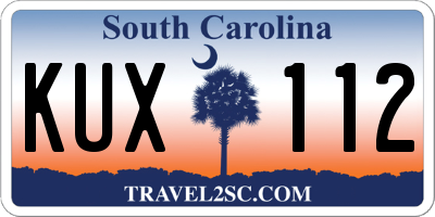 SC license plate KUX112