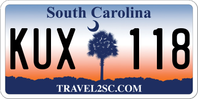 SC license plate KUX118