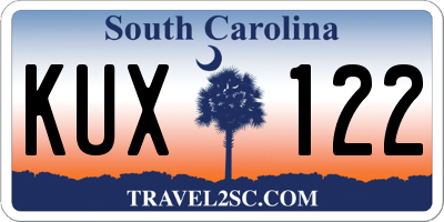 SC license plate KUX122