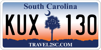 SC license plate KUX130