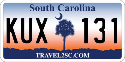 SC license plate KUX131