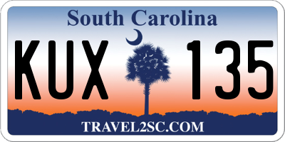 SC license plate KUX135