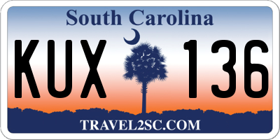 SC license plate KUX136