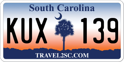 SC license plate KUX139