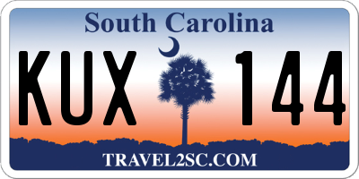 SC license plate KUX144