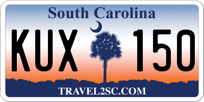 SC license plate KUX150
