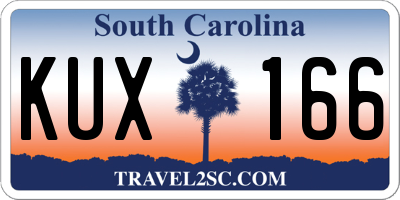 SC license plate KUX166