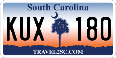 SC license plate KUX180