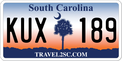 SC license plate KUX189