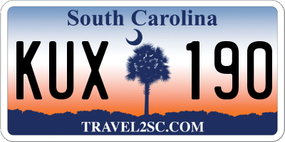 SC license plate KUX190