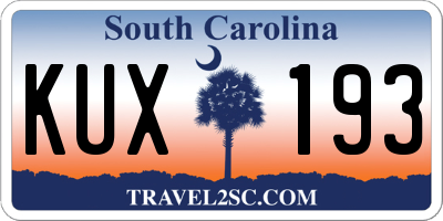 SC license plate KUX193