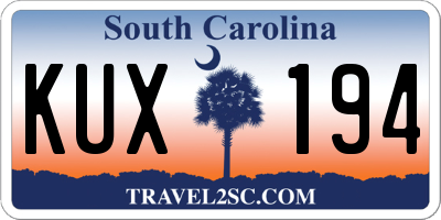 SC license plate KUX194