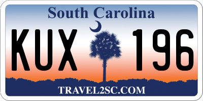 SC license plate KUX196