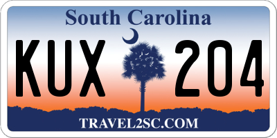 SC license plate KUX204