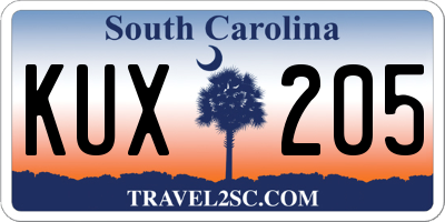 SC license plate KUX205