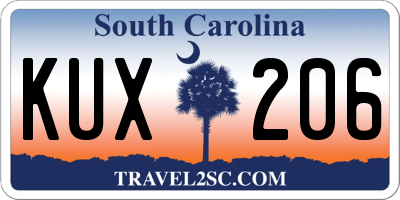 SC license plate KUX206