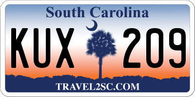 SC license plate KUX209