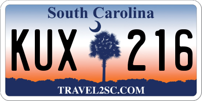 SC license plate KUX216