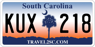 SC license plate KUX218