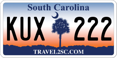 SC license plate KUX222