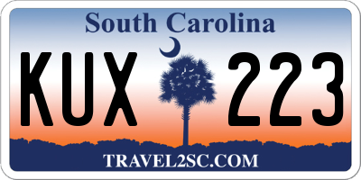 SC license plate KUX223