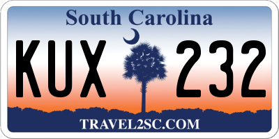 SC license plate KUX232