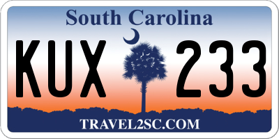 SC license plate KUX233