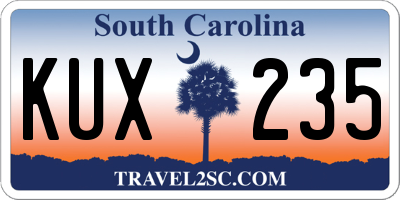 SC license plate KUX235
