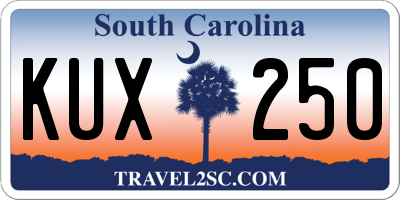 SC license plate KUX250