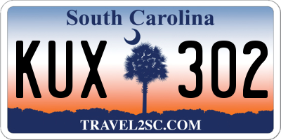 SC license plate KUX302