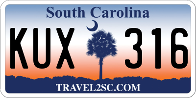 SC license plate KUX316