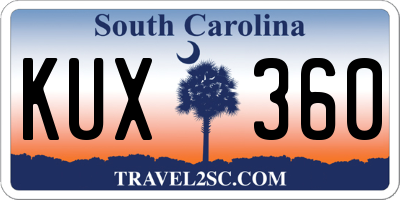 SC license plate KUX360