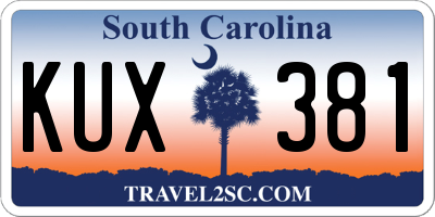 SC license plate KUX381