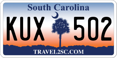 SC license plate KUX502