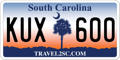 SC license plate KUX600