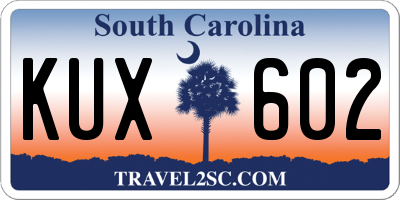 SC license plate KUX602