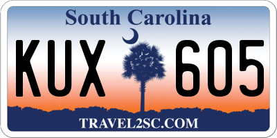 SC license plate KUX605