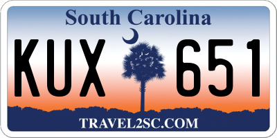 SC license plate KUX651