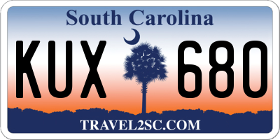 SC license plate KUX680