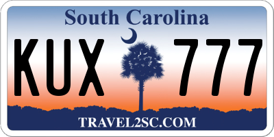 SC license plate KUX777