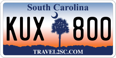 SC license plate KUX800