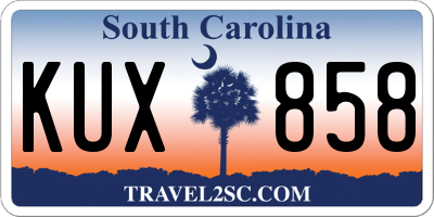 SC license plate KUX858